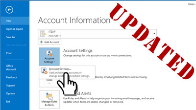 Microsoft Outlook SSL secured POP3 email account settings