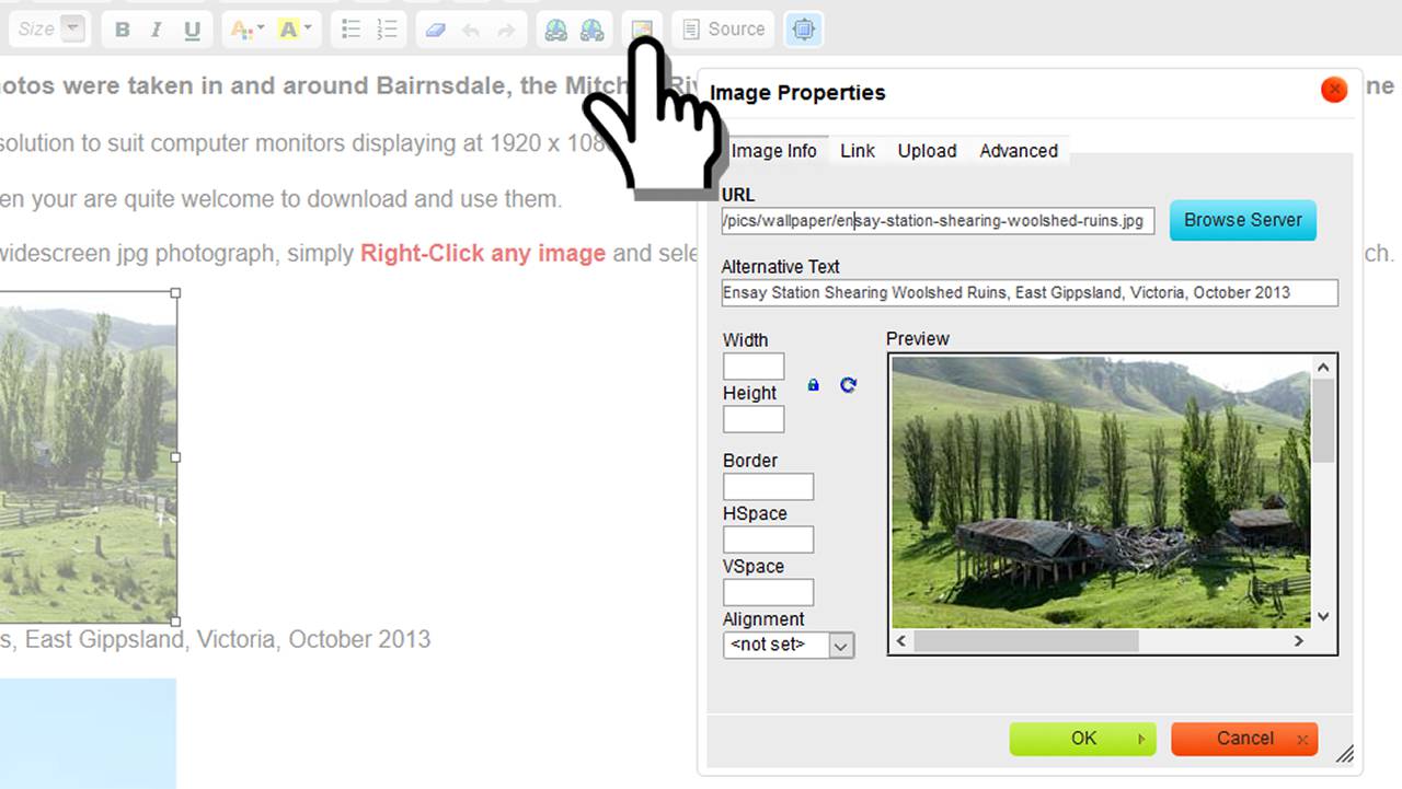 How to insert a photo into the body of your webpage I.T.ZAP site